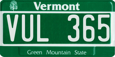 VT license plate VUL365