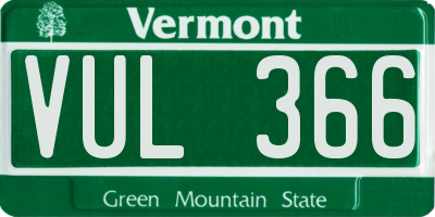 VT license plate VUL366