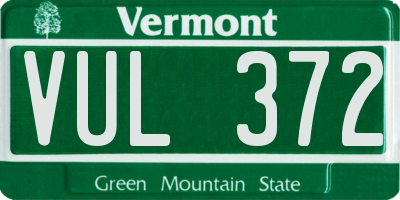 VT license plate VUL372