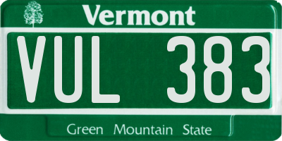 VT license plate VUL383