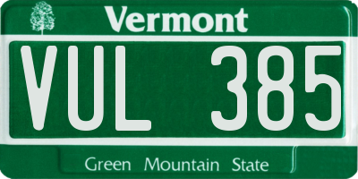VT license plate VUL385