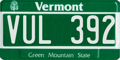 VT license plate VUL392