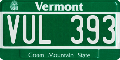 VT license plate VUL393