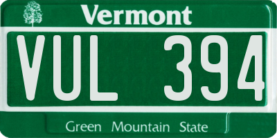 VT license plate VUL394