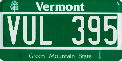 VT license plate VUL395