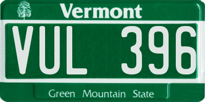 VT license plate VUL396