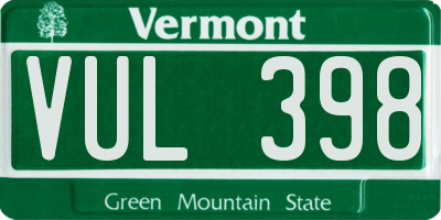 VT license plate VUL398