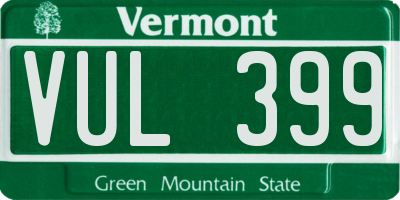 VT license plate VUL399