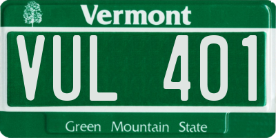 VT license plate VUL401