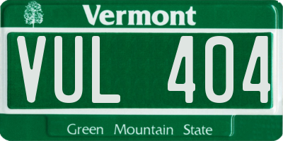 VT license plate VUL404