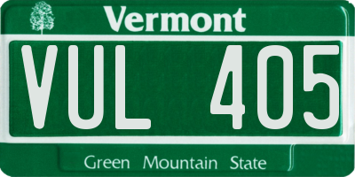 VT license plate VUL405