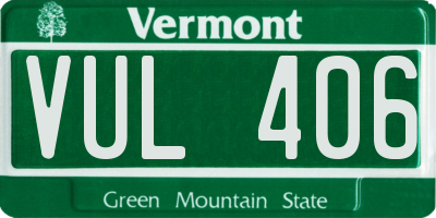 VT license plate VUL406