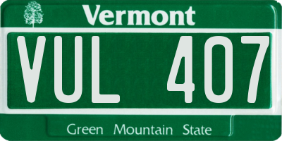 VT license plate VUL407