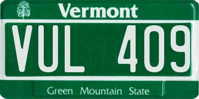 VT license plate VUL409