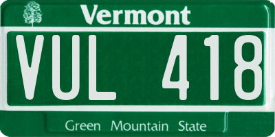 VT license plate VUL418