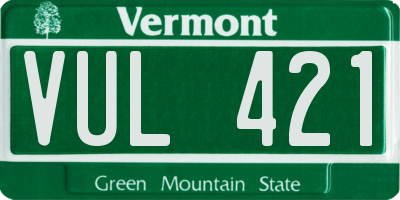 VT license plate VUL421