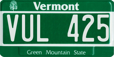 VT license plate VUL425