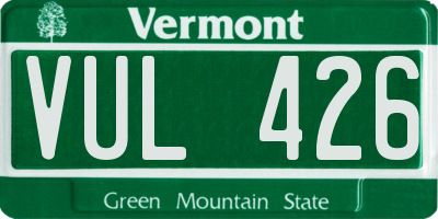 VT license plate VUL426