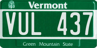 VT license plate VUL437