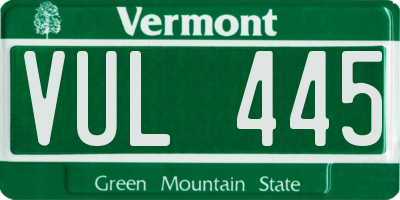 VT license plate VUL445