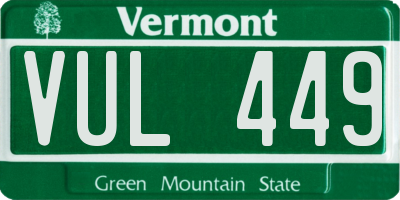 VT license plate VUL449