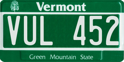 VT license plate VUL452