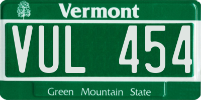 VT license plate VUL454