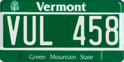VT license plate VUL458