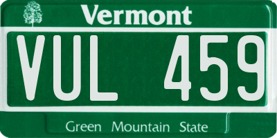 VT license plate VUL459
