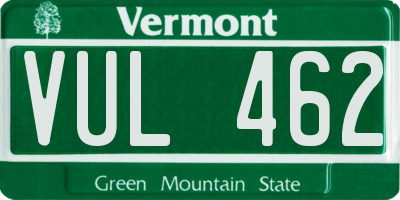 VT license plate VUL462