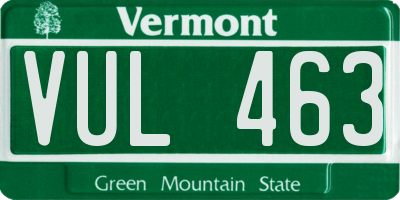 VT license plate VUL463
