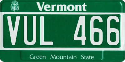 VT license plate VUL466
