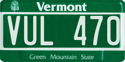 VT license plate VUL470