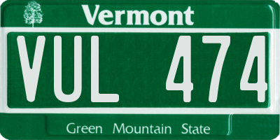 VT license plate VUL474