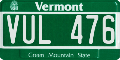 VT license plate VUL476