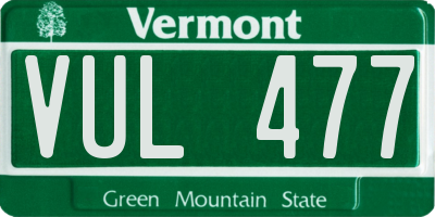 VT license plate VUL477