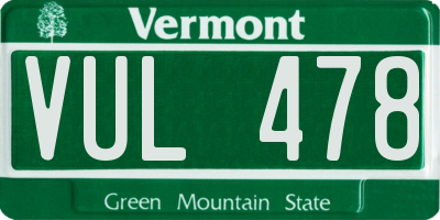 VT license plate VUL478