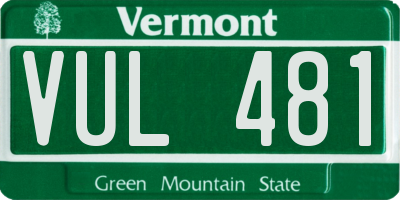 VT license plate VUL481
