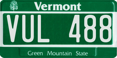 VT license plate VUL488