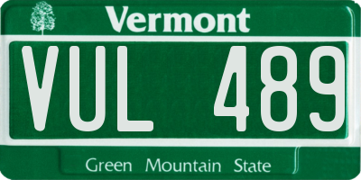 VT license plate VUL489