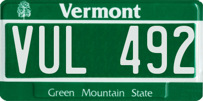 VT license plate VUL492