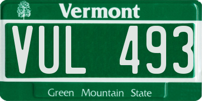 VT license plate VUL493