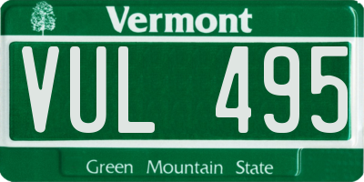 VT license plate VUL495