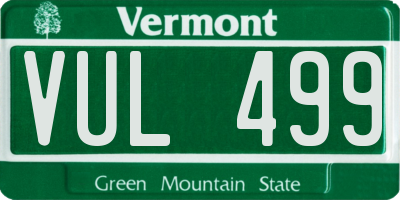 VT license plate VUL499