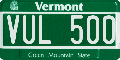 VT license plate VUL500