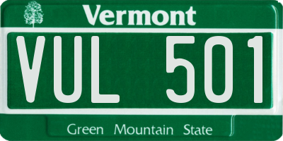 VT license plate VUL501