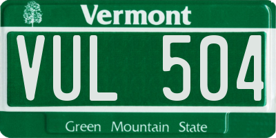 VT license plate VUL504