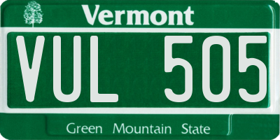 VT license plate VUL505