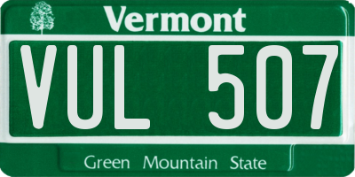 VT license plate VUL507