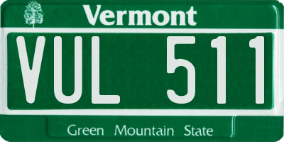 VT license plate VUL511